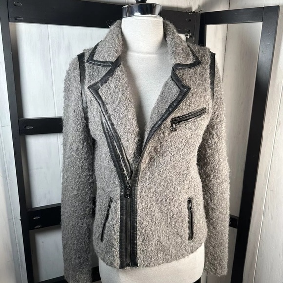 Rag & Bone BOUCLE Alpaca/Wool/Leather Trim Moto Jacket, Size Small, Awesome, A++ - Picture 4 of 8